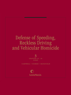 cover image of Defense of Speeding, Reckless Driving and Vehicular Homicide